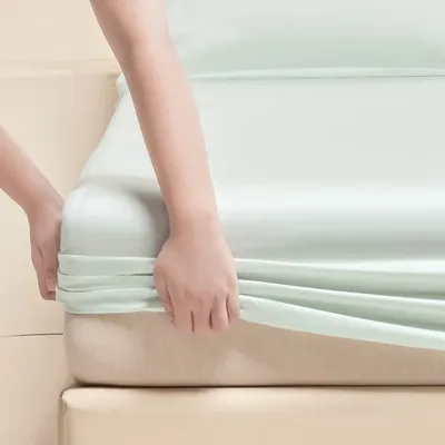 Silky Cooling 40s Lyocell Fiber Fitted Sheet Deep Pocket US King 183*203*40cm Eucalypt Tencel Bedding Mattress Cover