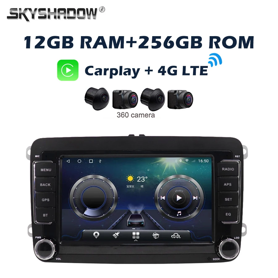 360 Kamera 12G + 256G IPS Carplay Android 14,0 Auto DVD Player GPS WIFI Bluetooth RDS Radio für VW Golf Polo Jetta Tiguan Passat Image