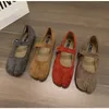 2025, japanischer Stil, Tabi-Ninja-Schuhe für Damen, Retro-Wildleder, flache Schuhe mit geteilter Hufzehe, Bootsschuhe für Damen, Mary-Jeans, Mokassins, Ballerina-Schuh
