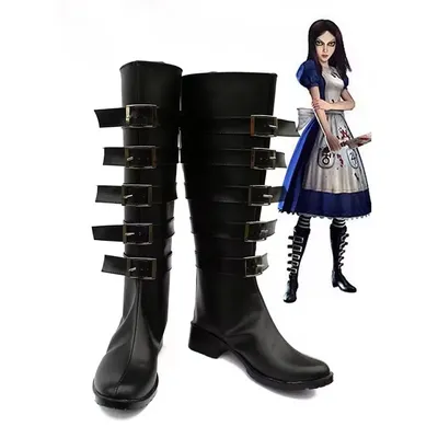 Alice Madness Returns Cosplay Schuhe für Erwachsene Damen Herren Halloween Weihnachtsfeier Schwarze Image