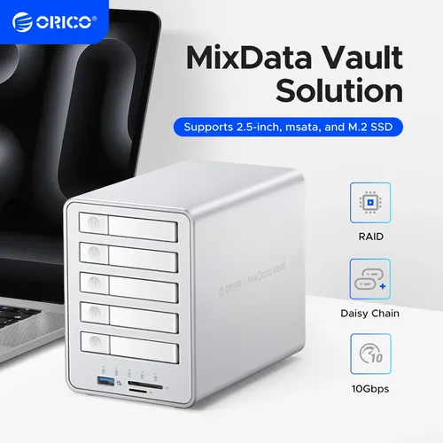 ORICO 2.5"" M.2 NGFF SSD 10Gbps All-flash Disk Enclosure With Cooling Fan Multi-raid DAS Solution for Photographer Video Editor