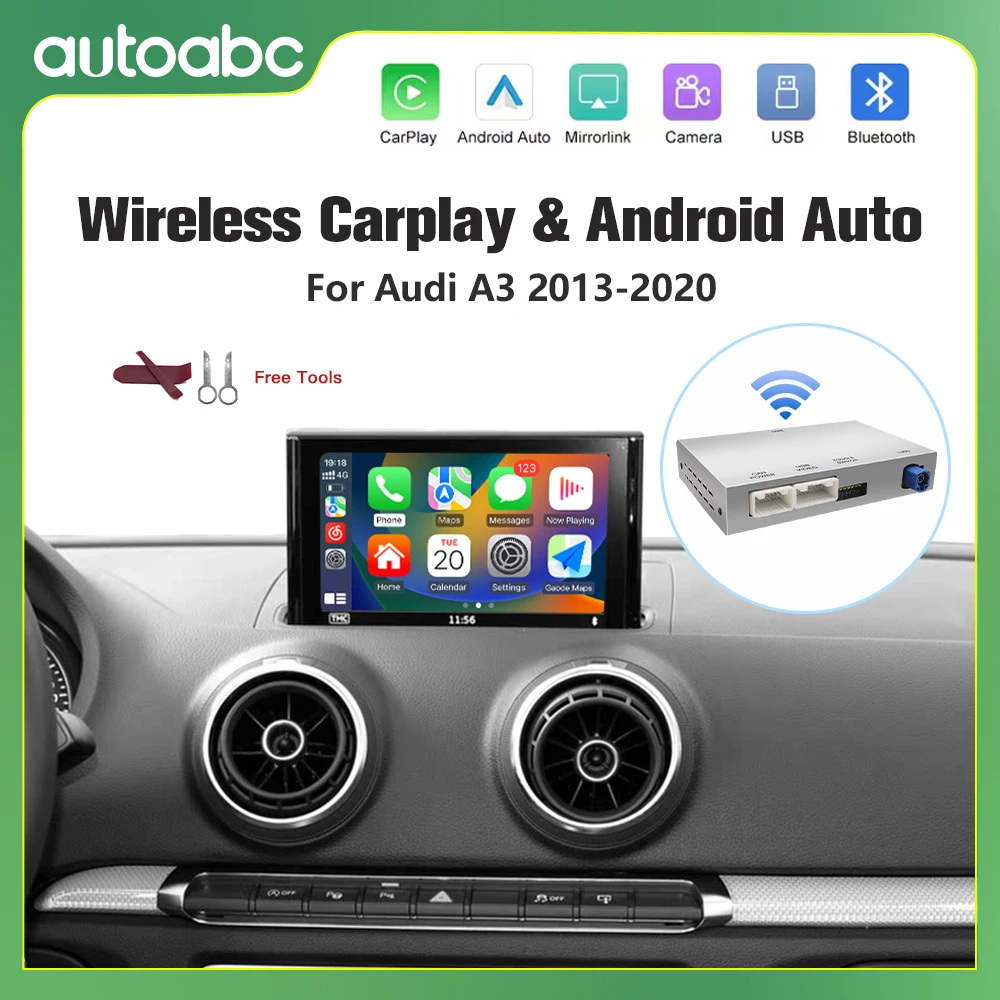CarPlay Wireless Android Auto für 2013–2018 Audi A3 8 V Q2 8P mit Mirror Link AirPlay Bluetooth USB mit Kameraunterstützung Image