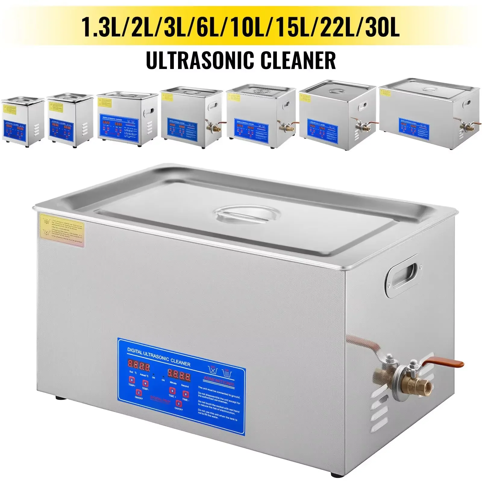 Sihao 0,8 l-30 l Ultraschall-Reinigungsmaschine, Edelstahl, digitale Heizung, Timer, Schmuckreinigung für kommerzielles persönliches Zuhause Image