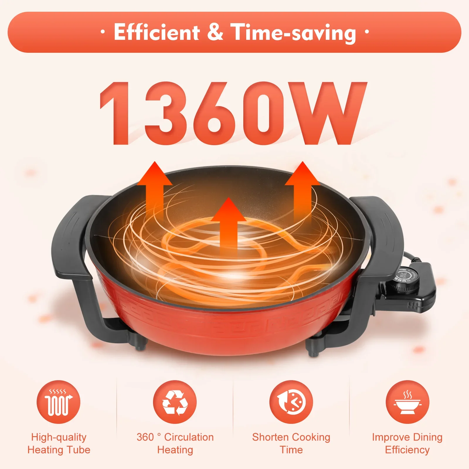 1360 W elektrischer Kochtopf, 6 l, aktualisierter Hotpot-Topf, doppelseitiger trennbarer Kochtopf, Fondue für 6 Personen mit Deckel, Hot Pot Image