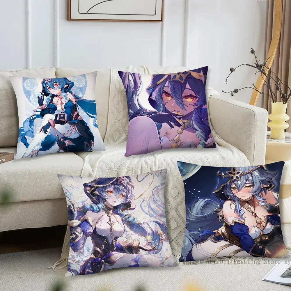 Layla Anime Spiel Genshin Impact Kissenbezug Quadratisches Kissen Schlafzimmer Sofa Freizeit Komfort Kissen Wohnzimmer Heimdekoration 40X40 Image