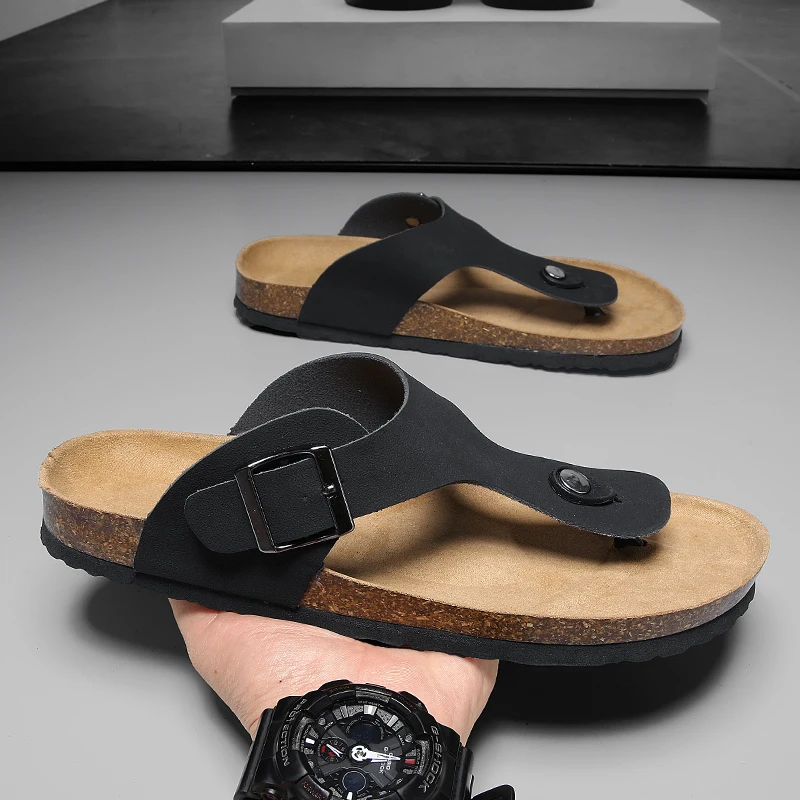 Flip-Flops Herren Kork Hausschuhe Sommer neue Outdoor atmungsaktive Sport Joker Casual Hausschuhe Jugendmode urbane Wanderschuhe