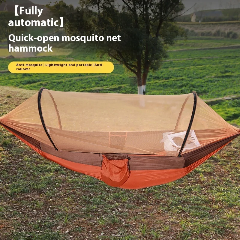 Outdoor Camping Hängematte Anti-Moskito Anti-Rollover mit Moskitonetz Einzel Doppel Fallschirm Automatische Camping Hängematte