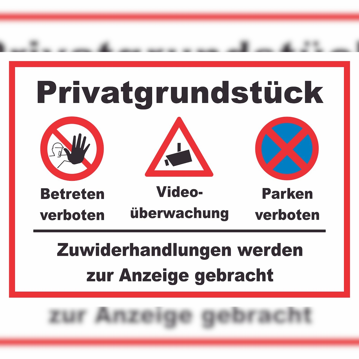 HB-Druck Privatgrundstück Betreten und Parken verboten Videoüberwachung Schild A0 Rückseite selbstklebend Image