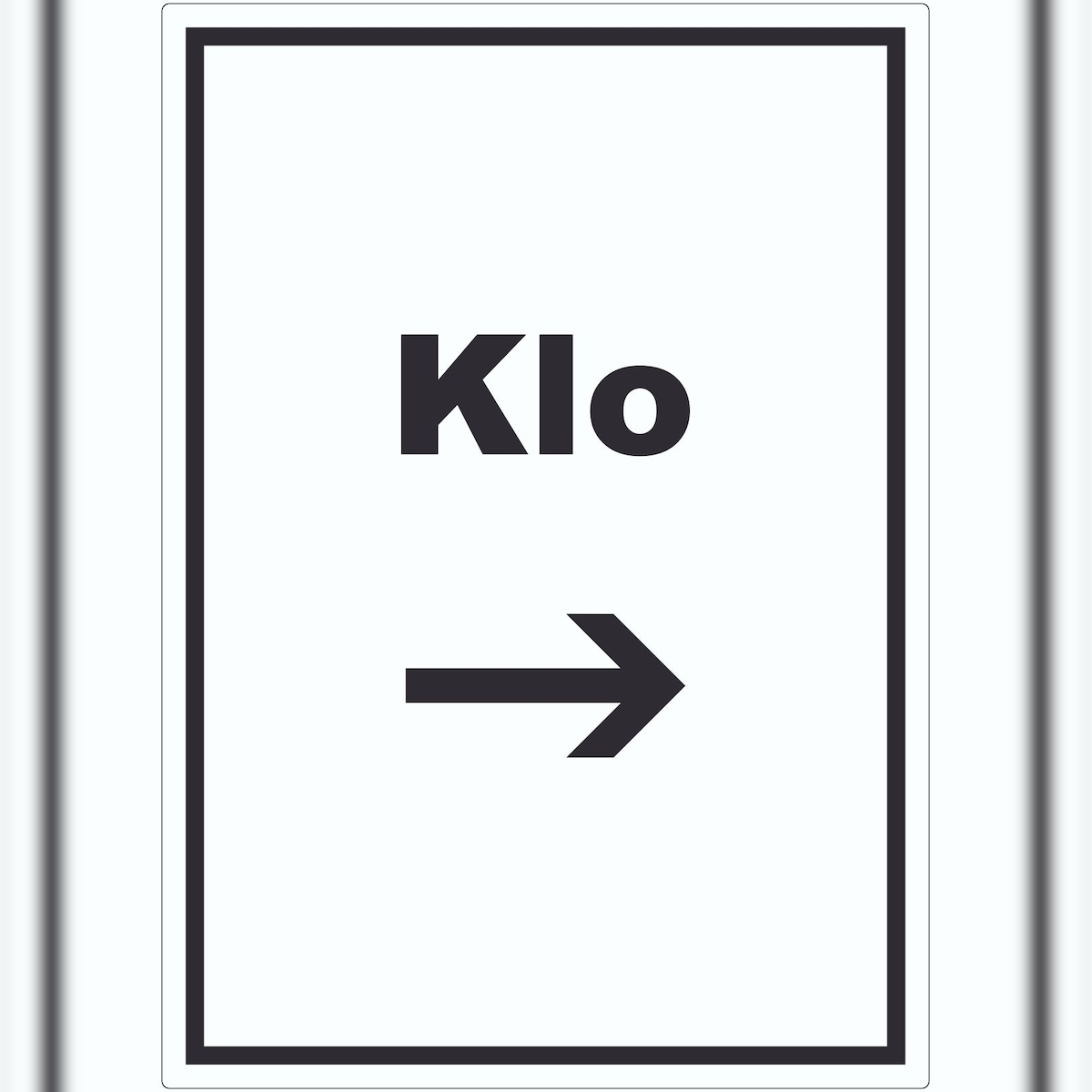 HB-Druck Klo Aufkleber mit Text und Richtungspfeil rechts WC Toilette hochkant A9 (37x52mm) Image