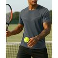 US Open Per uomo Maglietta da tennis Maniche Corte Traspirante Yoga Tennis Golf Girocollo Tinta unita Verde militare Blu Verde Abbigliamento da tennis