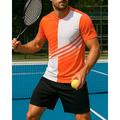 US Open Per uomo Set sportivo Camicie e pantaloncini Set da tennis 2 Maniche Corte Traspirante Yoga Tennis Golf Grafico Rosso Blu Arancione Abbigliamento da tennis