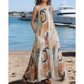 Per donna Abito maxi Abito a trapezio Abito Estivo Boho Quotidiano Ferie Vestibilità regolare Grafico Blocco di colori Senza Maniche Girocollo Bianco Cachi Beige Estate