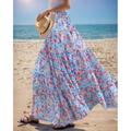 Per donna Taglia standard asiatici Gonna Svasato Lungo Estate Maxi Vita Alta Gonne Floreale Blocco di colori Stratificato Chiffon Stampato Micro-elastico Vacanza Casual Quotidiano Bianco Rosa Rosso