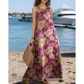 Per donna Abito maxi Abito a trapezio Abito Estivo Boho Quotidiano Ferie Vestibilità regolare Floreale Blocco di colori Senza Maniche Girocollo Azzurro cielo Fucsia Verde Estate