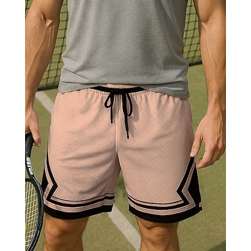 Per uomo A righe Pantaloncini sportivi Pantaloncini da tennis Coulisse Tasca Traspirante Tennis Golf Pickleball Nero Bianco Rosa Abbigliamento da tennis