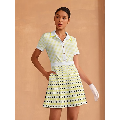 Per donna Abito da golf Giallo Manica Corta Vestito Abbigliamento da golf da donna Abbigliamento Abiti Abbigliamento