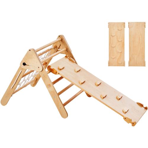 Mophorn - Pikler Triangle Set, 4-in-1 Montessori Climbing Toys for Toddlers 1-3 Years, Wooden