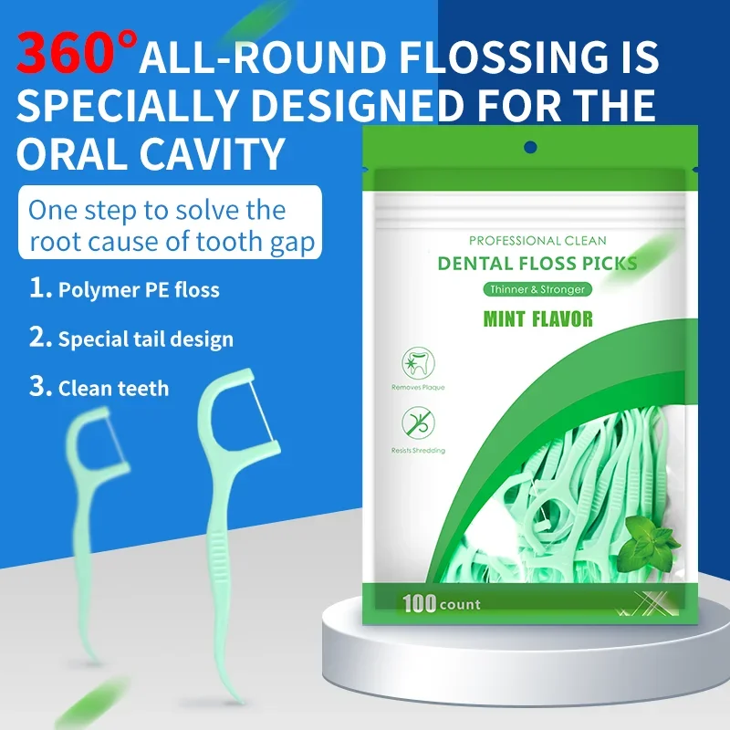 100PCS MINT DENTAL FLOSS FRESH MOUTH Reinigungswerkzeuge Zahnseide-Set Sauber zwischen den Zähnen Zahnstocher Boxed Zahnseide Picks Image