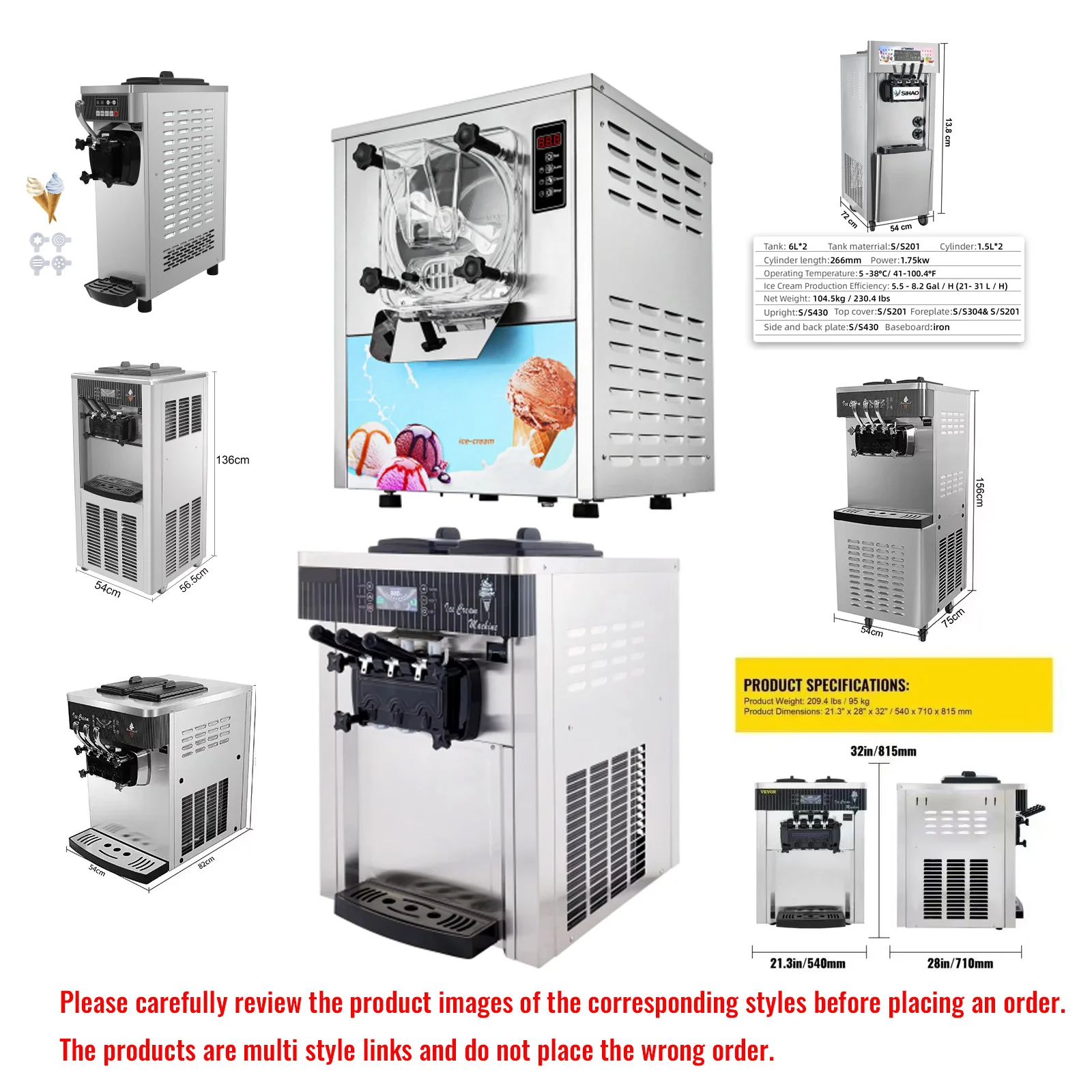 Sihao Kommerzielle Softeismaschine 18-28L/H Sorbetkühler Tricolor Desktop Sweet Cone Gefriergerät Verkaufsautomat Image