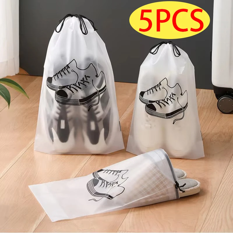 5PCS Schuhe Kordelzug Lagerung Taschen Haushalt Staubdicht Beutel Für Schuhe Transparente Verpackung Tasche Schuh Schrank Organizer Hangbag