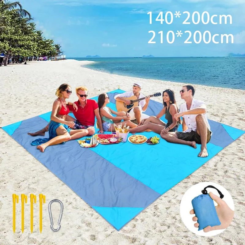 2x2.1m Coperta da spiaggia tascabile impermeabile Tappetino da campeggio pieghevole Materasso Tappetino leggero portatile Tappetino da picnic all'aperto Tappetino da spiaggia di sabbia