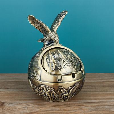 Vintage Ashtray with Lid, Chinese Zodiac 12 Animal Signs Decorative Covered Ashtray, Windproof Desktop Ornament for Home Office Living Room