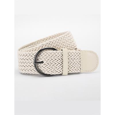 Women's Faux Leather Braided Belt with Details and Round Buckle - Bohemian Casual Belt for Dresses, Skirts and Summer Outfits