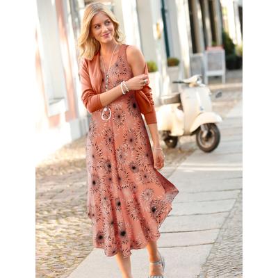 Druckkleid INSPIRATIONEN "Kleid", Damen, Gr. 54, Normalgrößen, orange (papaya, graphit, bedruckt), 100% Viskose, bedruckt, gemustert, mehrfarbig, wadenlang, Rundhals, ohne Ärmel, Kleider Image