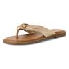 Dianette TAMARIS, Damen, Gr. 38, gold (goldfarben), Leder, modisch, Schuhe, Zehentrenner, Sommerschuh mit glänzenden Nieten am Sohlenrand