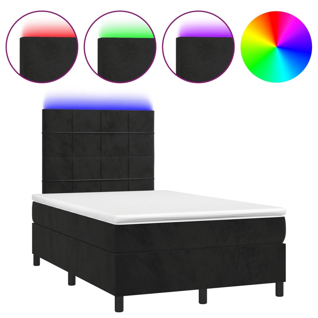 vidaXL Boxspringbett mit Matratze & LED Schwarz 120x190 cm Samt Image