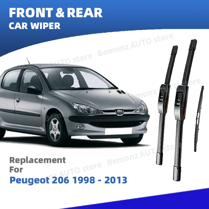 LHD Vorne Hinten Scheibenwischerblätter Für Peugeot 206 206 + Schrägheck 1998-2013 Windschutzscheibe Zubehör 2002 2003 2004 2005 Image