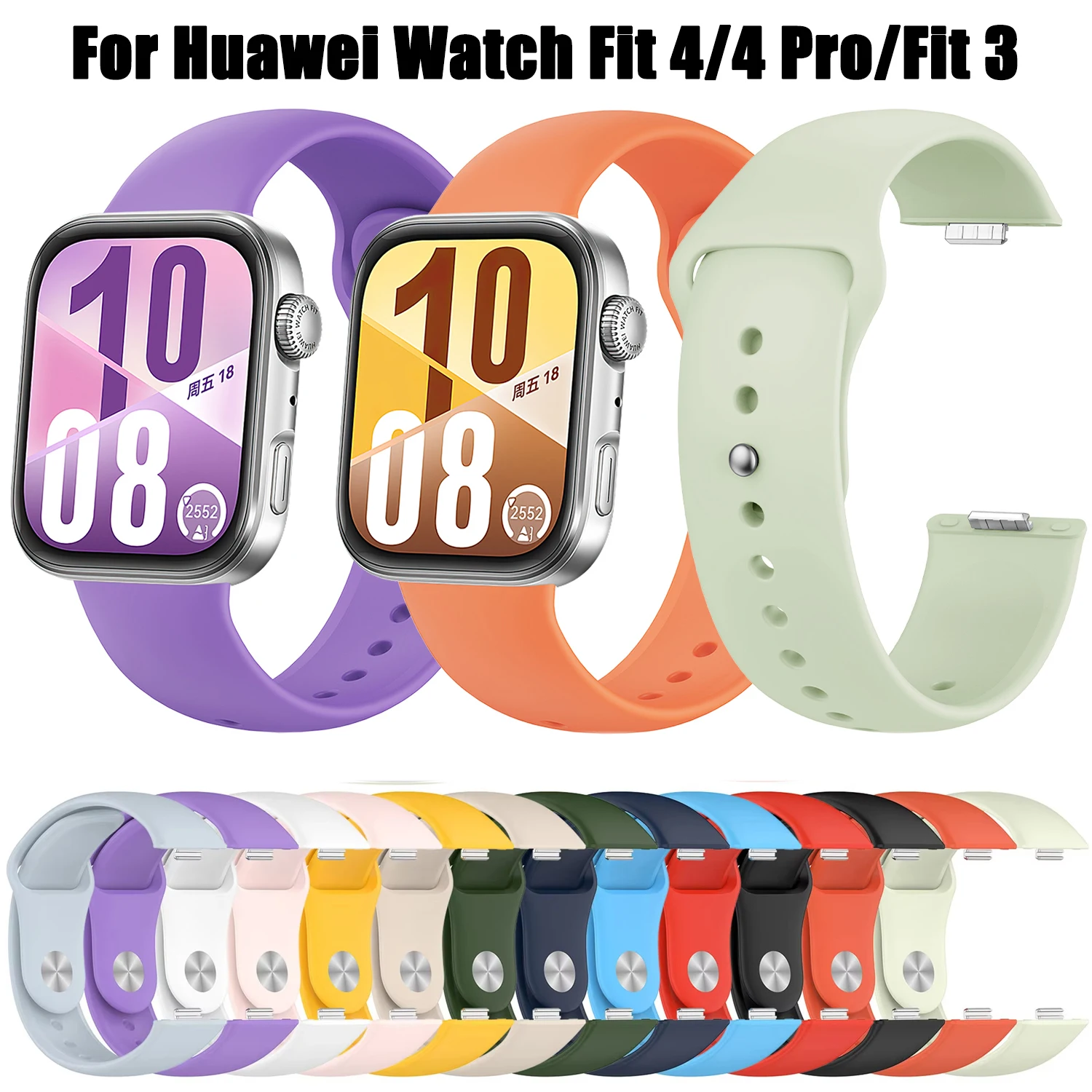 Silikon Quick Fit Strap Für Huawei Uhr Fit 4 Pro Keine Lücken Sport Armband Für Huawei Uhr Fit 4 Fit 3 armband Correa Zubehör Image