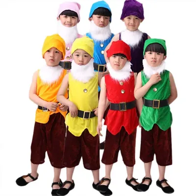 Kinder Halloween Weihnachten Karneval Cosplay Kleidung die sieben Zwerge Kostüme Image