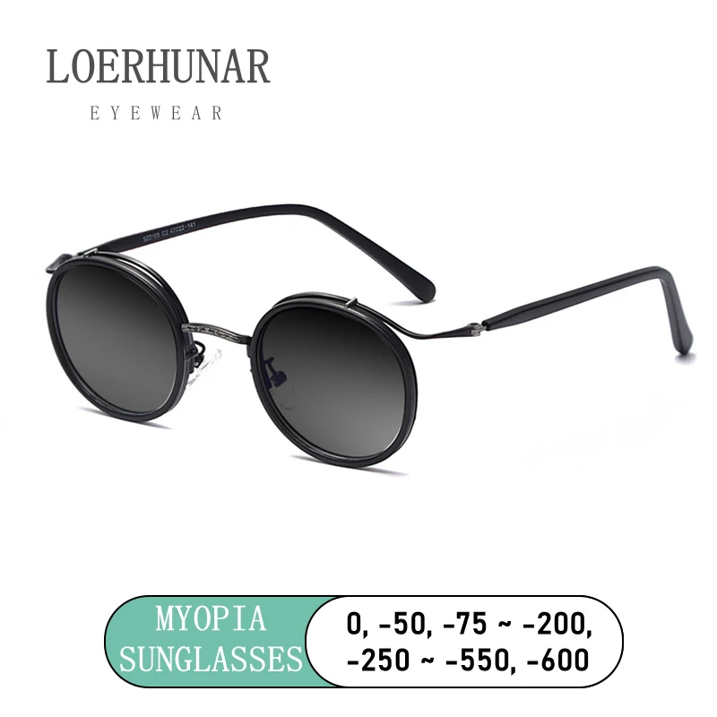 Mode Myopie Sonnenbrille Runde Stil Männliche Sonnenbrille Weibliche Fahrer Uv-beständig UV400 Sonnenbrille Dioptrien Myopie Brille Image