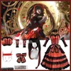 Anime Date A Live Cosplay Tokisaki Kurumi Gothic Rot Schwarz Samt Kuchen Kleid Lolita Perücke Jirai Kei Mädchen Cos Halloween Angepasst