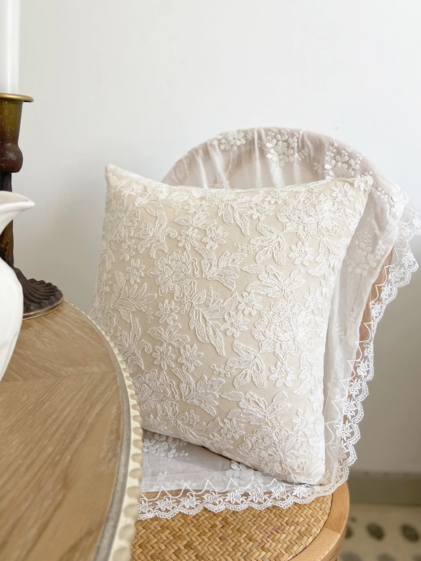 BUYNOW 1PC Spitze Floral Vintage Kissenbezug Ohne Kissen Kern Sofa Kissen Abdeckung Nacht Kissen Abdeckung Hause Bett Wohnzimmer decor Image