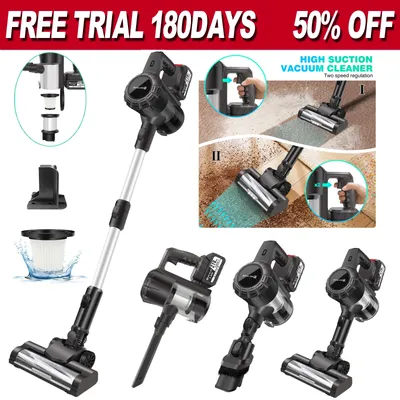 6 IN 1 Cordless Vacuum Cleaner, 2000W 30KPA Cordless Stick Vacuum ,2 Batteries, LED Display, for Pet Hair/Carpets/Floors