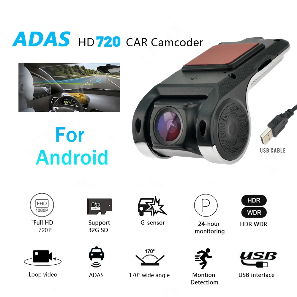 USB Adas Auto DVR Dash für Auto Android Multimedia Player Kamera Loop Aufnahme versteckten Typ Bewegungs erkennung mit SD-Karte