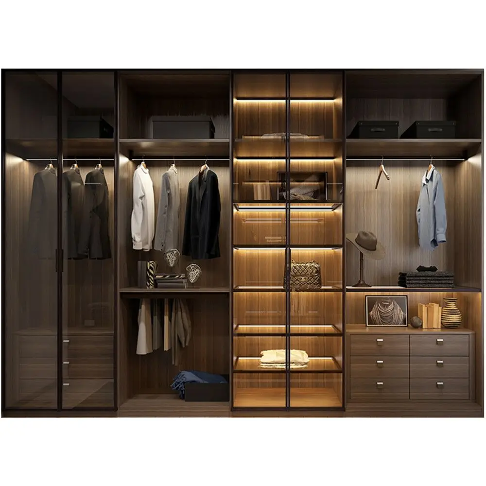 Meistverkaufte Aluminium-Glas-Kleiderschränke aus massivem Holz, Türmöbel, langlebiger Schrank, begehbare Kleiderschränke, Schränke für Habitacion