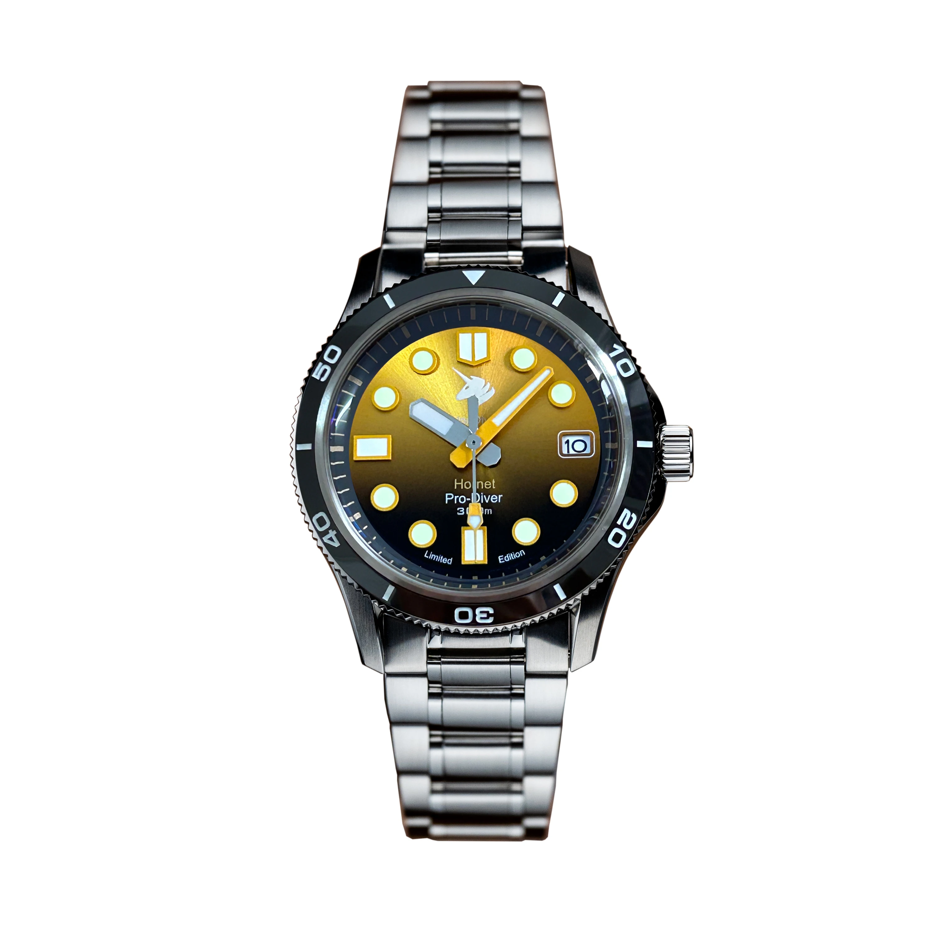 Proxima Herren-Taucheruhr, 39 mm, automatische mechanische Armbanduhr, 10 Bar, wasserdicht, leuchtende Saphir-Keramik-Lünette, NH35-Farbverlaufszifferblatt Image