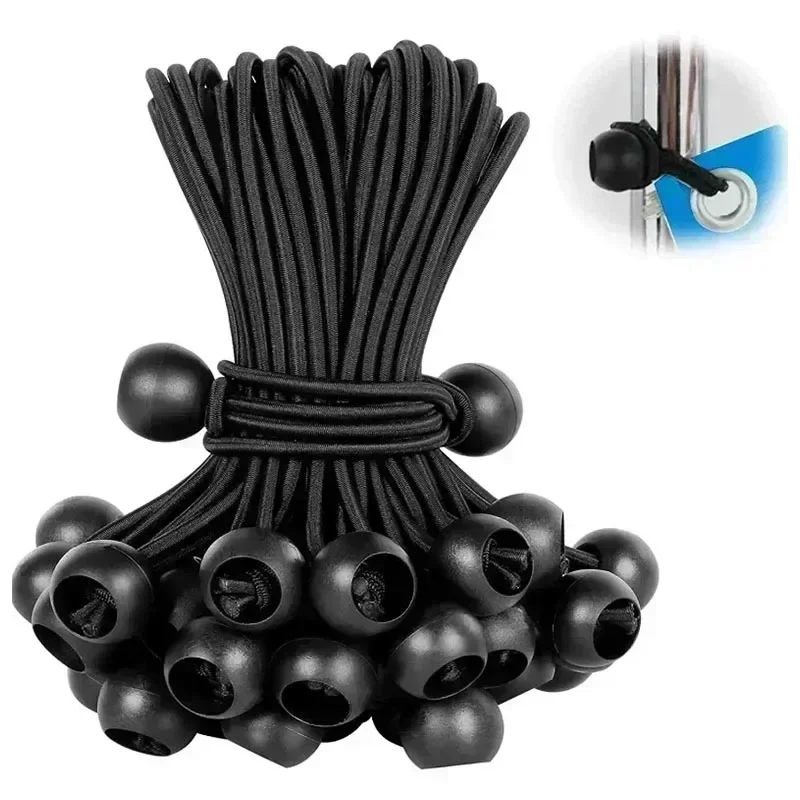 10 stücke Bungee Ball Planen Leinwand Plane Fahnenmast Krawatten Schnur Enden Elastische Seil Spitze Feste Boot Pole Camping Zelt Zubehör Image