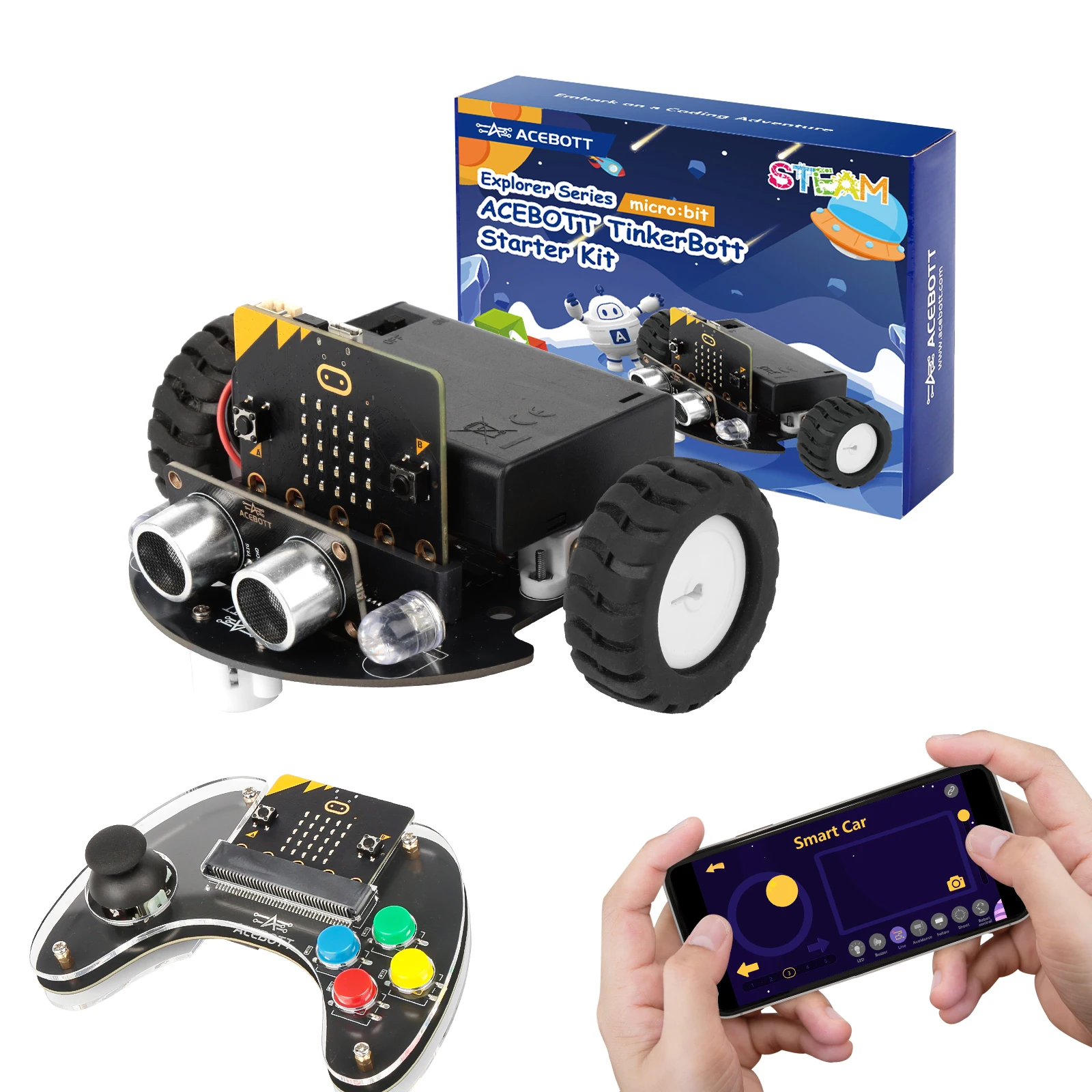 ACEBOTT Smart Robot Car Kit für BBC Micro:bit STEM Science Kits Codierroboter Image