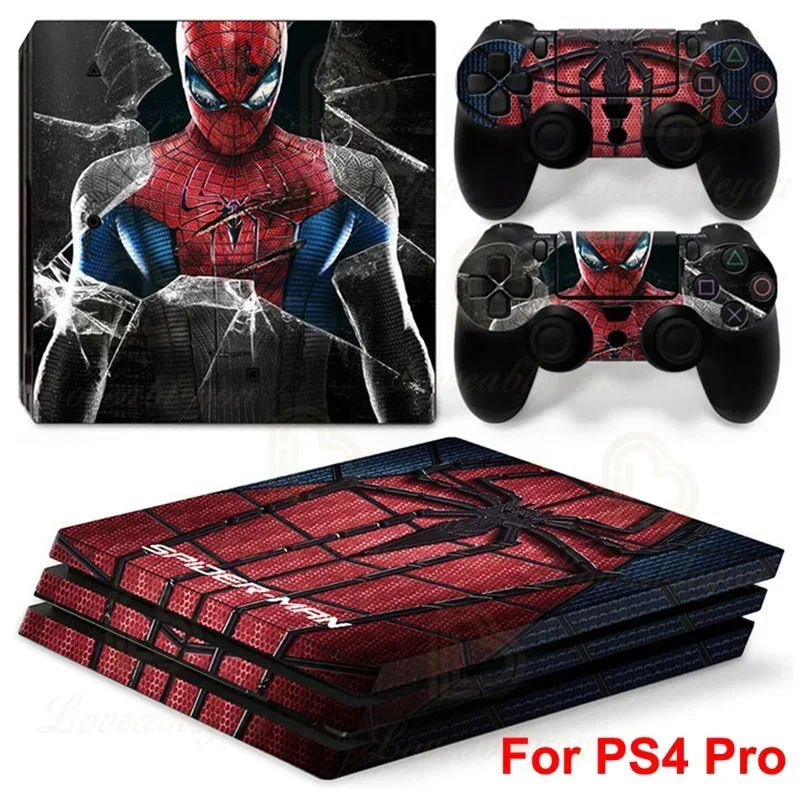 Aufkleber für SONY PS4 Pro Konsole Superheld Iron Man Skin Aufkleber Spider Deadpool für PlayStation 4-Controller Gamepad Image