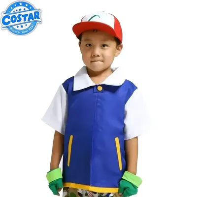Anime Cosplay Ash Ketchum Kleidung Blaue Jacke Kostüm Jungen Mädchen Cosplay für Party Karneval Image