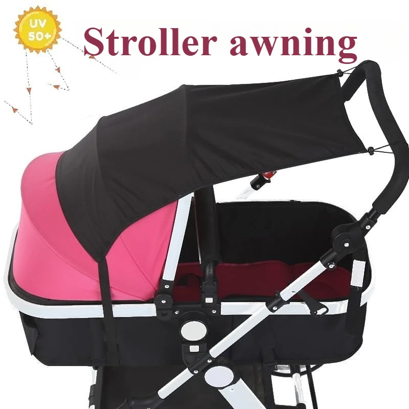 Baby Kinderwagen Universal UPF 50+ Sonnenschutz Schatten Verdunkelungsabdeckung Kinderwagen Schild Baldachin Kinderwagen Regen Sonnenschirm mit Mesh-Fenster Image