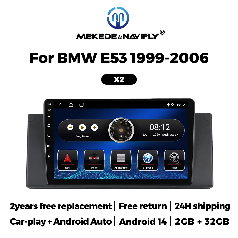 MEKEDE 2din Android 14 Auto Radio Multimedia Video Player Navigation GPS Für BMW E53 X5 1999-2006 4G + WIFI Kopf Einheit CarPlay Auto Image