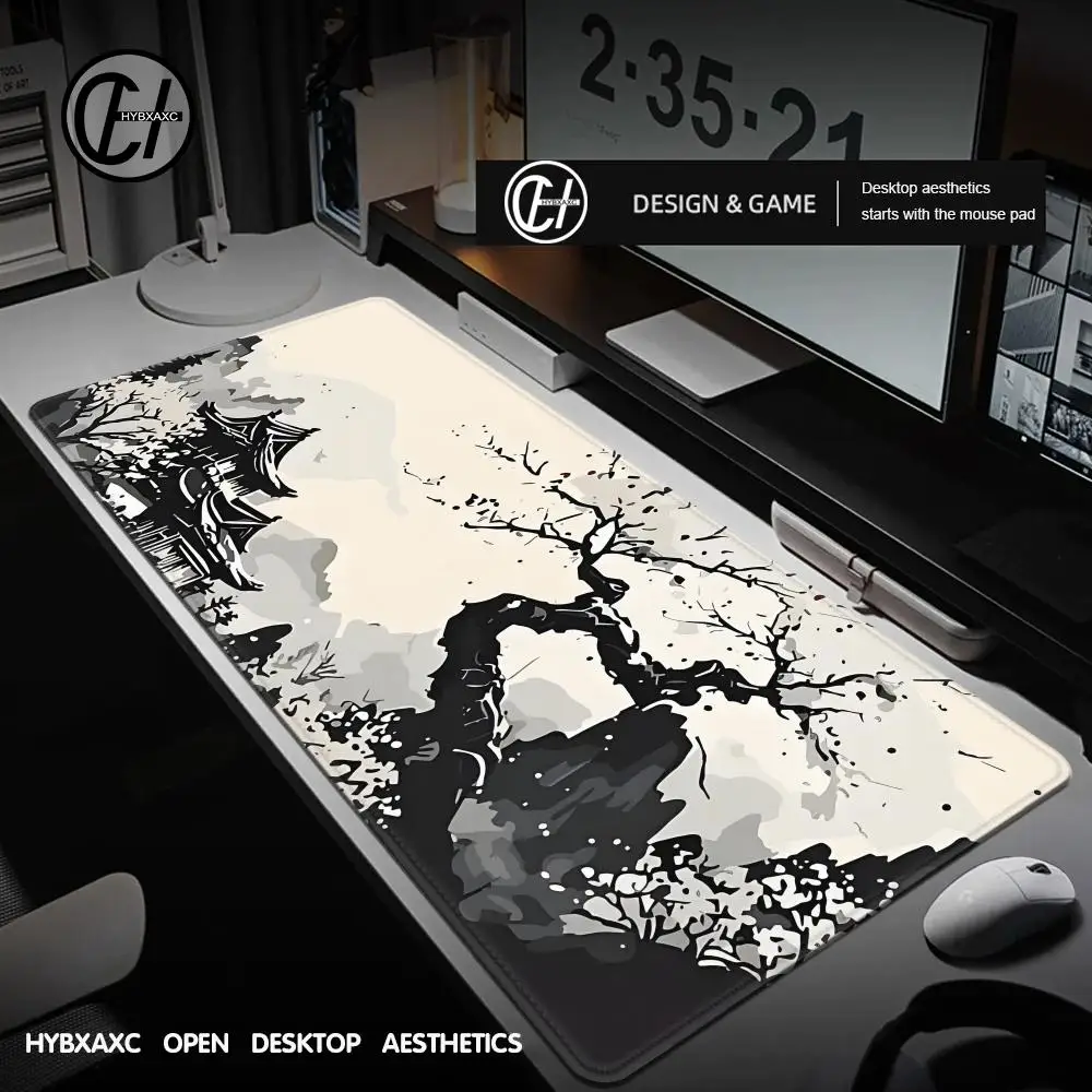 1200 x 600 Tinte, Landschaft, großes Spiel, Esports, Computer, extra groß, erweitertes dickes schwarzes Mauspad, waschbares Gummimaterial, Schreibtischunterlage Image
