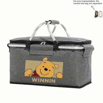 TEMU A Handbag Featuring , Winnie, And Tigger, Designed For Easy Carrying With Handles, Foldable For , Stylish And Cozy, Spacious Enough For Work, School, And . Image