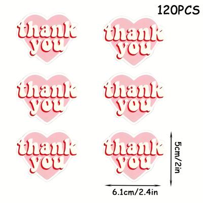 "TEMU 120 Pack Heart-shaped Thank You Stickers - "thank You" Design With , Retailers, Boutiques, Businesses, Gift Wrapping, Envelopes, And Office Decorations" Image