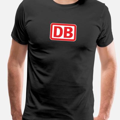 TEMU Deutsche Bahn Men's Cotton T-shirt With Print - Black With Lettering, Regular Fit Short Sleeve, Medium Elasticity, Machine Washable, Casual Wear, Everyday , Graphic Tee, Nontransparent Fabric Image